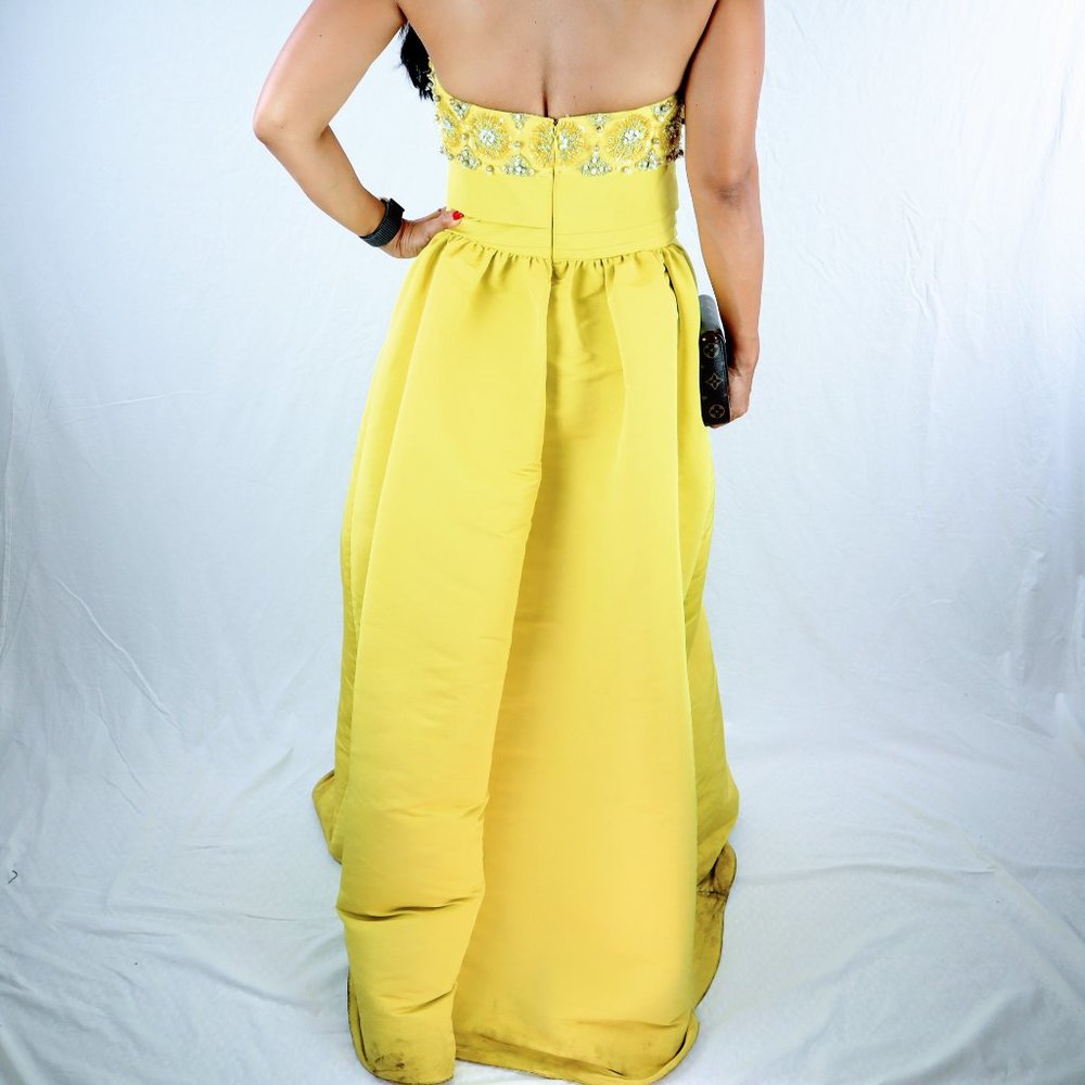 Marchesa Notte Yellow Strapless Gown $995 - Picture 5 of 9